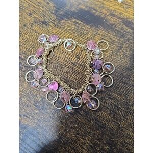 Cookie Lee Pink Charm Rhinestone‎ Bracelet